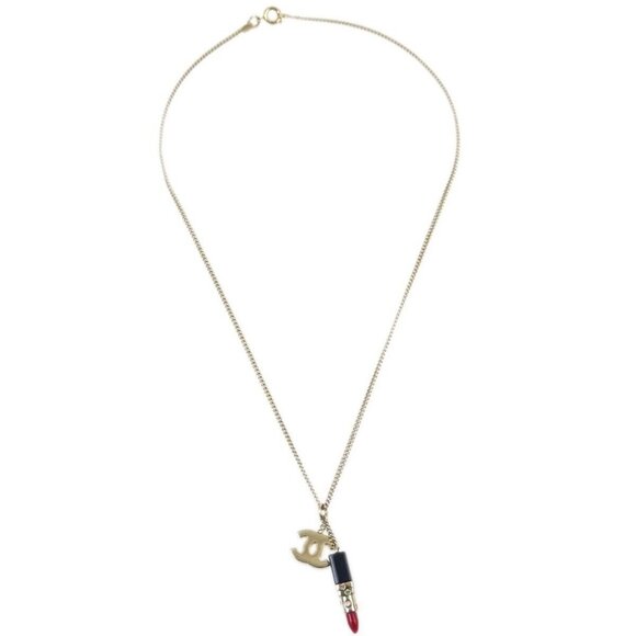 Chanel Lipstick Gold CC Pendant Necklace 04A 163446 - Picture 2 of 4